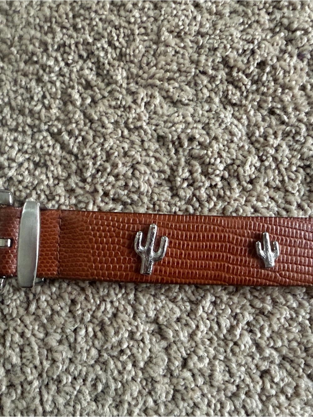 Arrivanto Genuine Leather Women’s Belt with Silver Cactus Accents